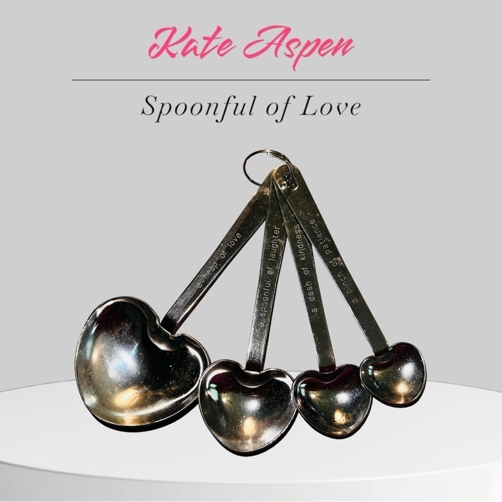 KATE ASPEN  Heart Stainless Steel MEASURING SPOONS LOVE BEYOND MEASURE Baking